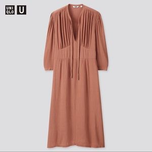 Lemaire x Uniqlo Viscose Bow Tie 3/4 Sleeve Dress